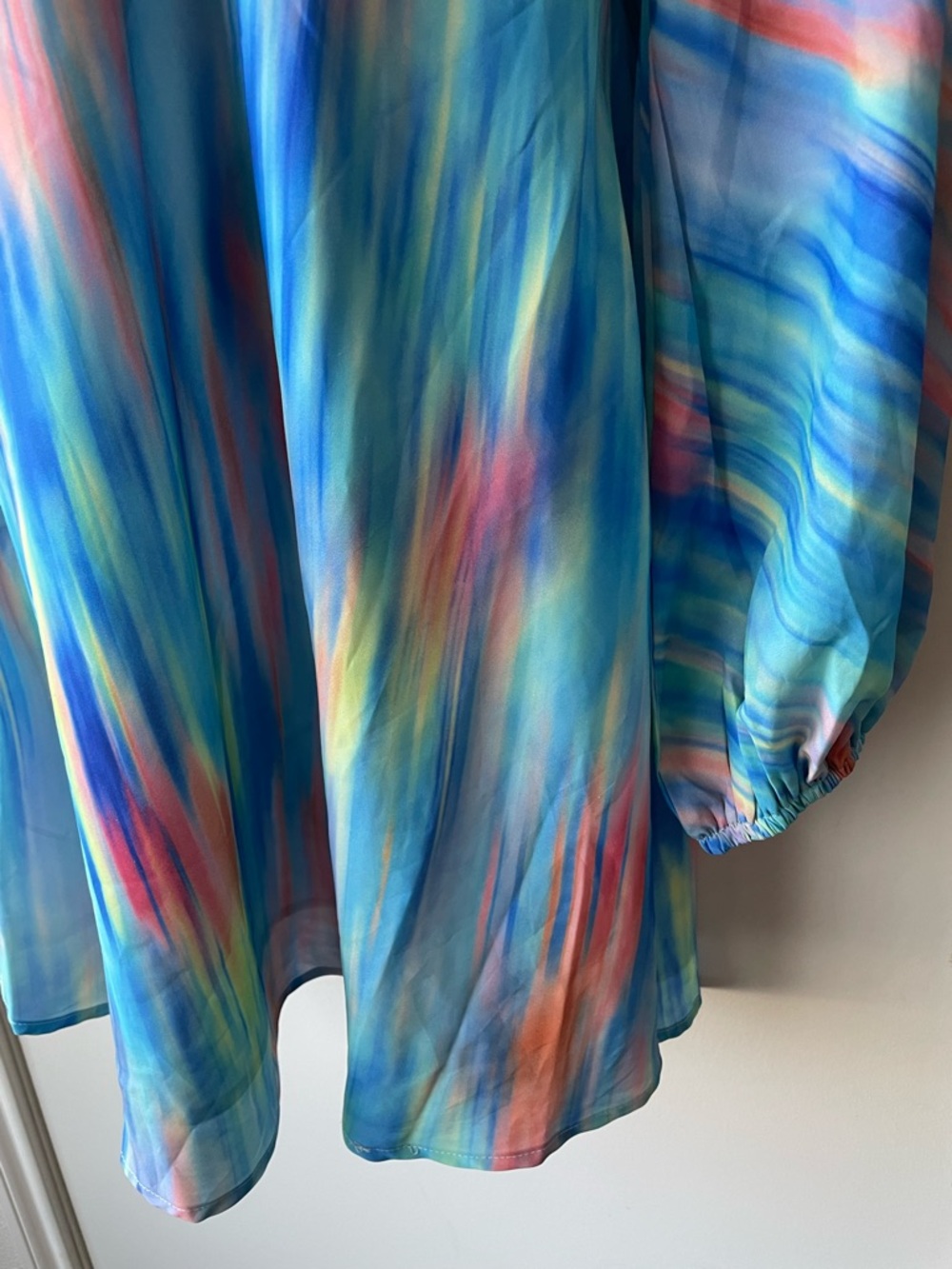 Hello Molly Blue Multi-Color Watercolor Long Sleeve Mini Dress - Picture 8 of 9